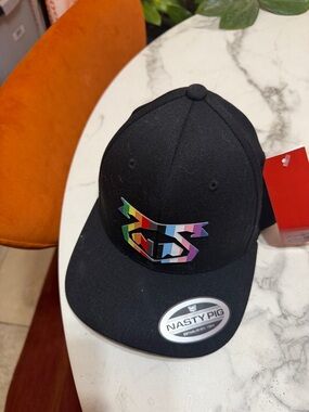 Nasty Pig Black Baseball Cap with Rainbow Logo